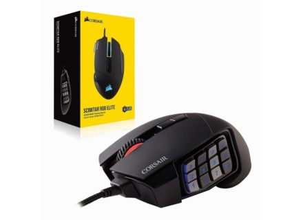 Corsair、計17ボタンを備えるMOBA/MMO向けゲーミングマウス「Corsair Scimitar RGB Elite」を2月22日(土)に国内発売