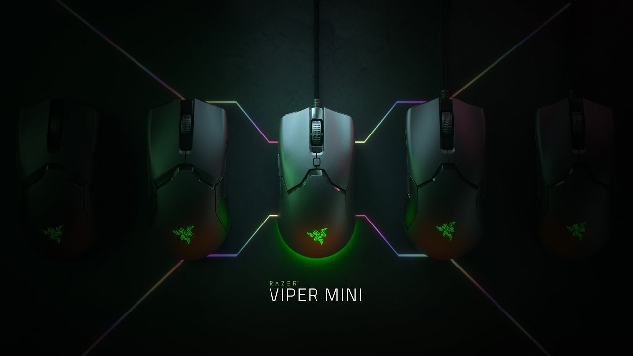 Razer、ゲーミングマウスViperの小型版「Razer Viper Mini」の動画を公開(現在は非公開)。本体重量は61g、サイドボタンは左側のみ