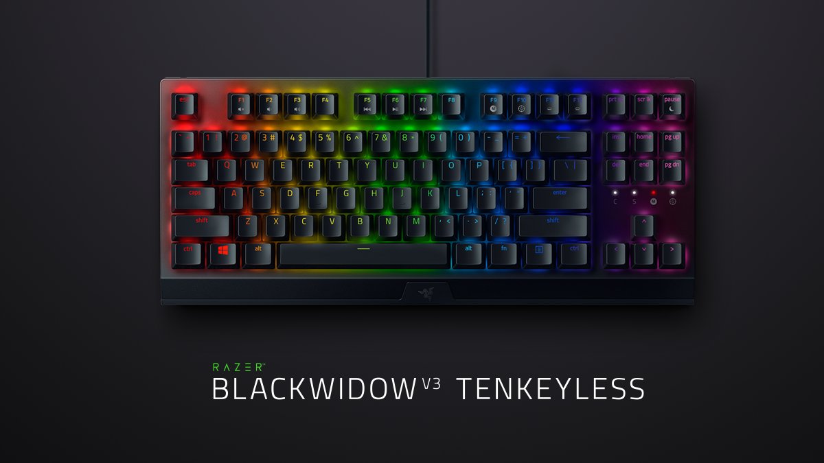 Razer、テンキーレスのゲーミングキーボード「Razer BlackWidow V3 Tenkeyless」を8月31日(月)に国内発売